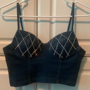 Haute Monde- dark navy blue cropped top